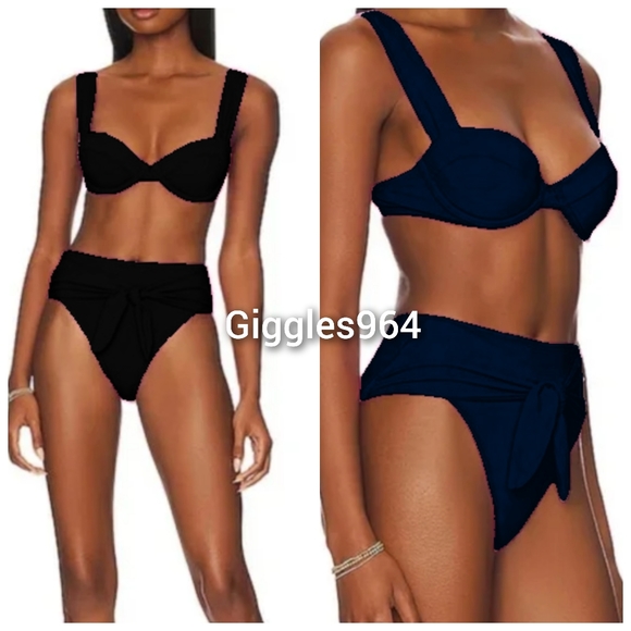 WeWoreWhat Claudia Riviera Bikini Set Black - Picture 1 of 4